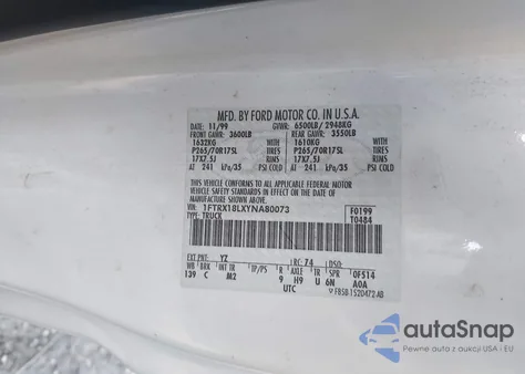 2000 Ford F-150 Lariat/Work Series/Xl/Xlt z USA, uszkodzony, nr VIN 1FTRX18LXYNA80073